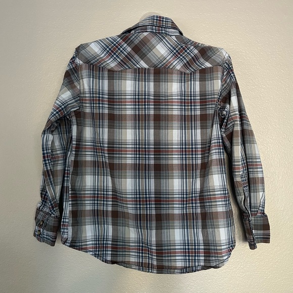 Wrangler retro boys plaid snap long sleeve western shirt - Picture 5 of 14